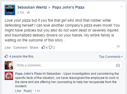Papa John’s Will Not Fire Armed Employee Who Defended Herself Against Robber; But Still No Policy Changes Coming
