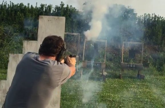 [VIDEO] Guy Shoots Fireworks At Himself While Shooting To Simulate Stress, Is He Nuts Or Brilliant?