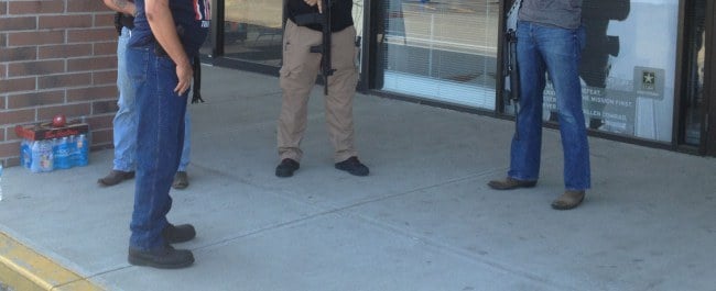 Bonehead Discharges Round Into Pavement Trying To Impress Bystanders While Being Armed Outside Military Recruitment Center