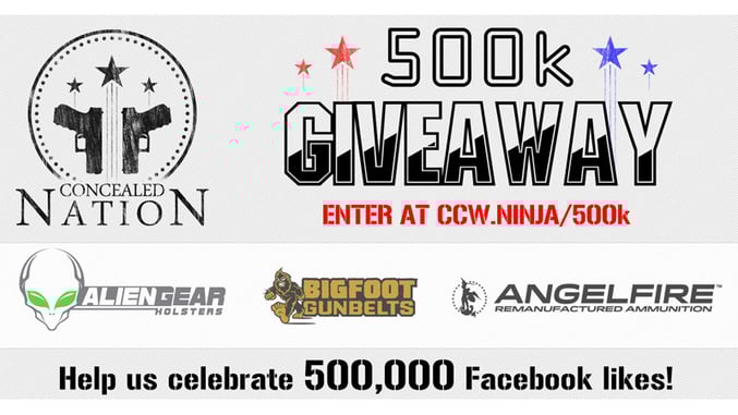 500k GIVEAWAY!! We’re Giving Away 3 Pistols, 6 Holsters, 3 Belts and Hundreds of Rounds of Ammunition! ENTER NOW!