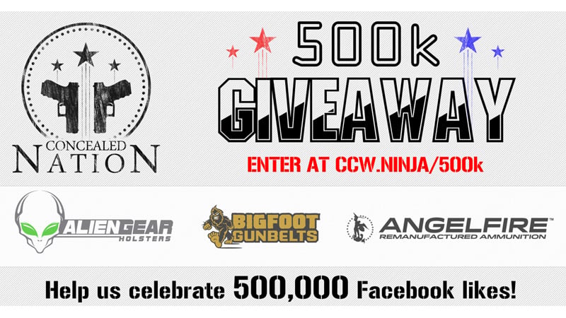 500k GIVEAWAY!! We’re Giving Away 3 Pistols, 6 Holsters, 3 Belts and Hundreds of Rounds of Ammunition! ENTER NOW!