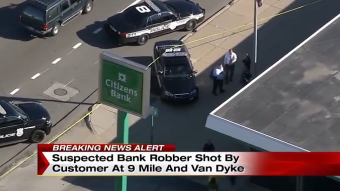 [BREAKING] Bank Robber Shot By Concealed Carrying Customer In Michigan