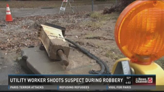 Utility Worker Defends Himself And His Buddies From Armed Robber…