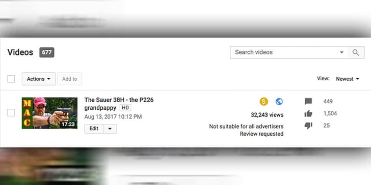 YouTube Demonetizing Gun Channels