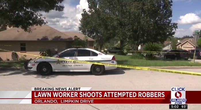 Lawn Care + Guns = Thwarted Robbery Attempt