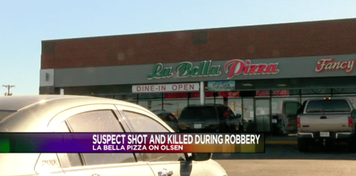 La Bella Pizza on Olsen was working Tuesday to pass inspections and re-open a week after a would-be robber was shot and killed there by an armed employee, according to a statement from the restaurant released through Facebook.