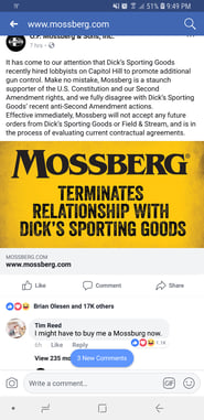 Mossberg, Just Like Springfield, Cuts Off Dick’s