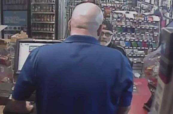 Clerk Not Having Armed Robbery Attempt, Comes Around Counter And Destroys Criminal