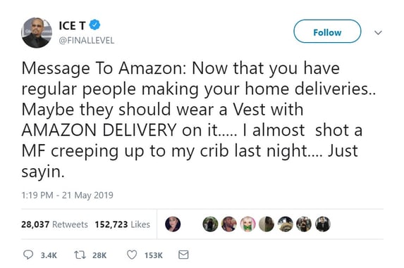 Ice-T Says He Almost Shot Amazon Delivery Driver Who Was ‘Creeping Up’ On His Home