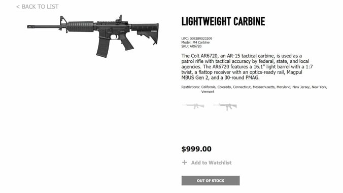 Colt Suspends Production Of AR-15 For Civilians
