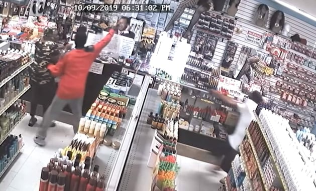 1 Clerk, 1 Customer, 2 Armed Thugs, 1 Armed Store Owner