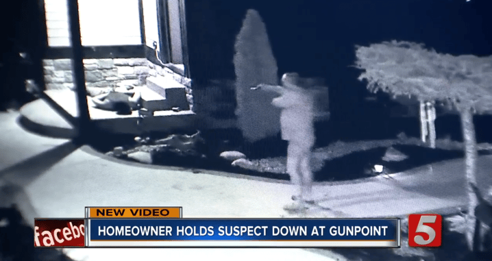 Dad Surprises Strange Suspect At House, Fires Warning Shot and Holds Him At Gunpoint Until Police Arrive