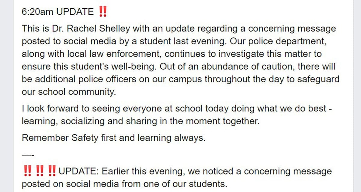 If Your Child’s School Received A Shooting Threat One Evening, Would You Let Your Child Attend The Next Day?