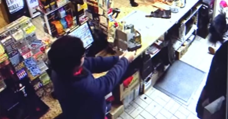 [VIDEO] Robber With Knife Stopped In His Tracks By Clerk With Gun In Near-Perfect Self-Defense Shooting
