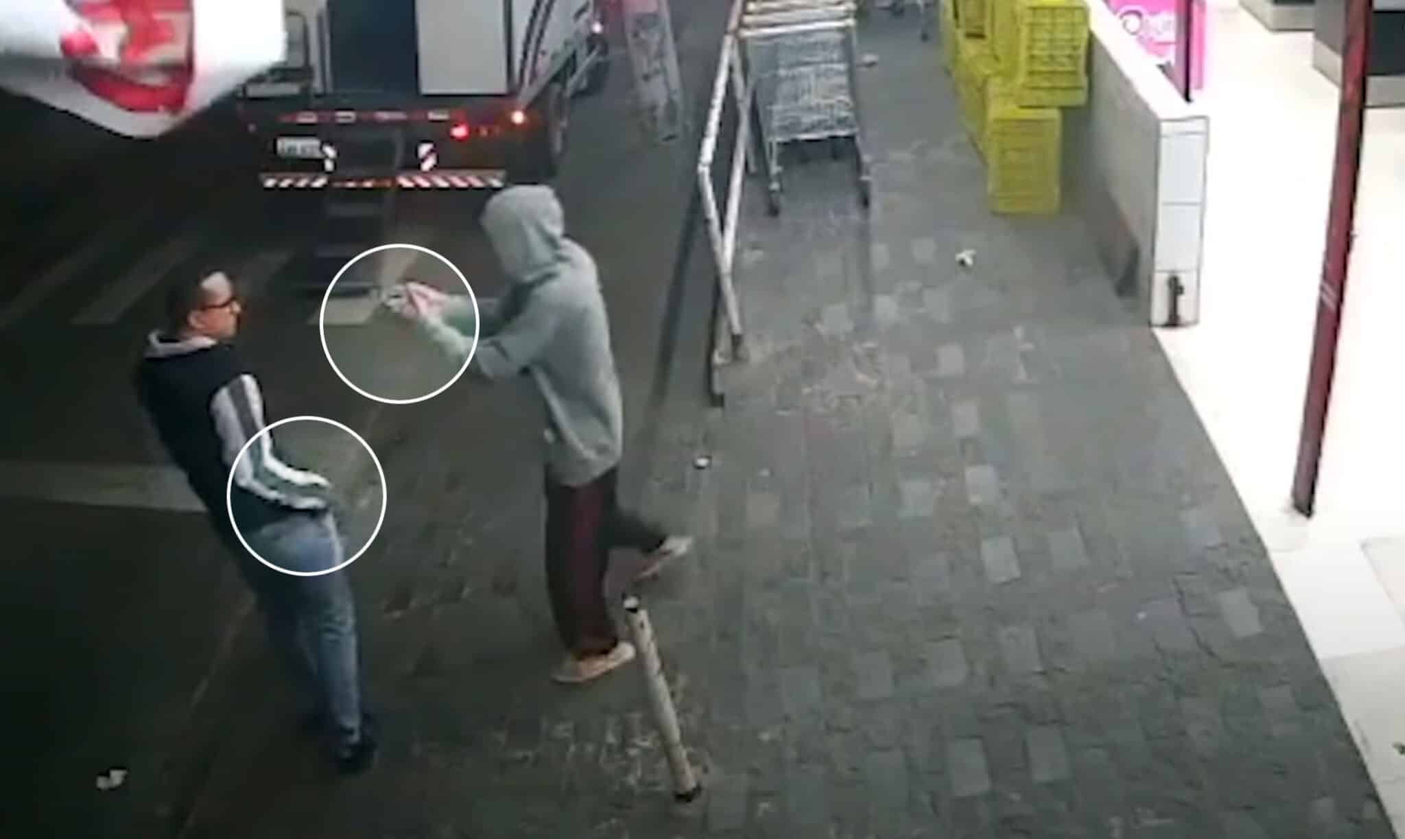 Man Moves Quick To Get First Shot On Armed Robber Who Has Gun Pointed At His Face