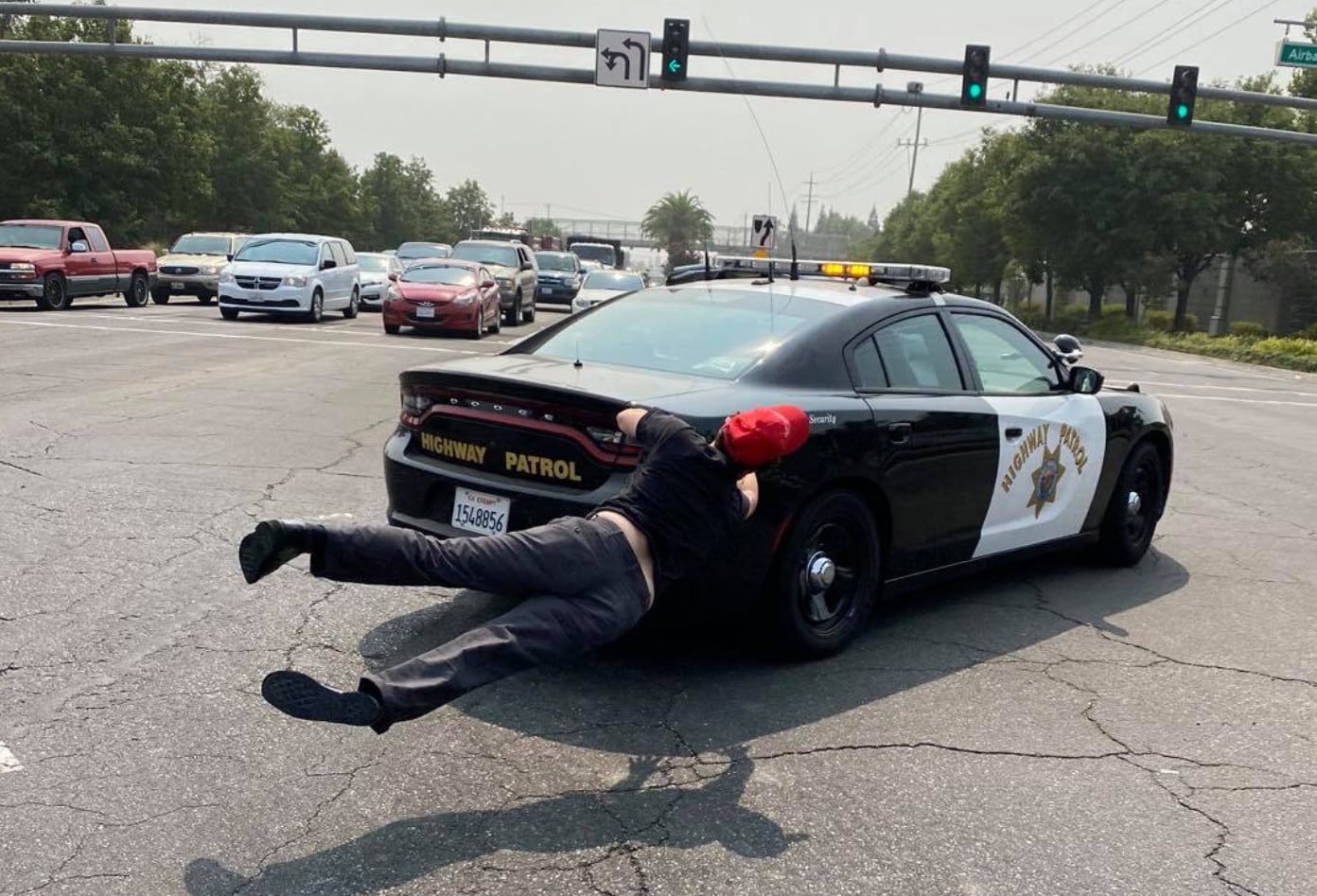 California Highway Patrol Hits The Gas After Protester Jumps On Hood Of Vehicle