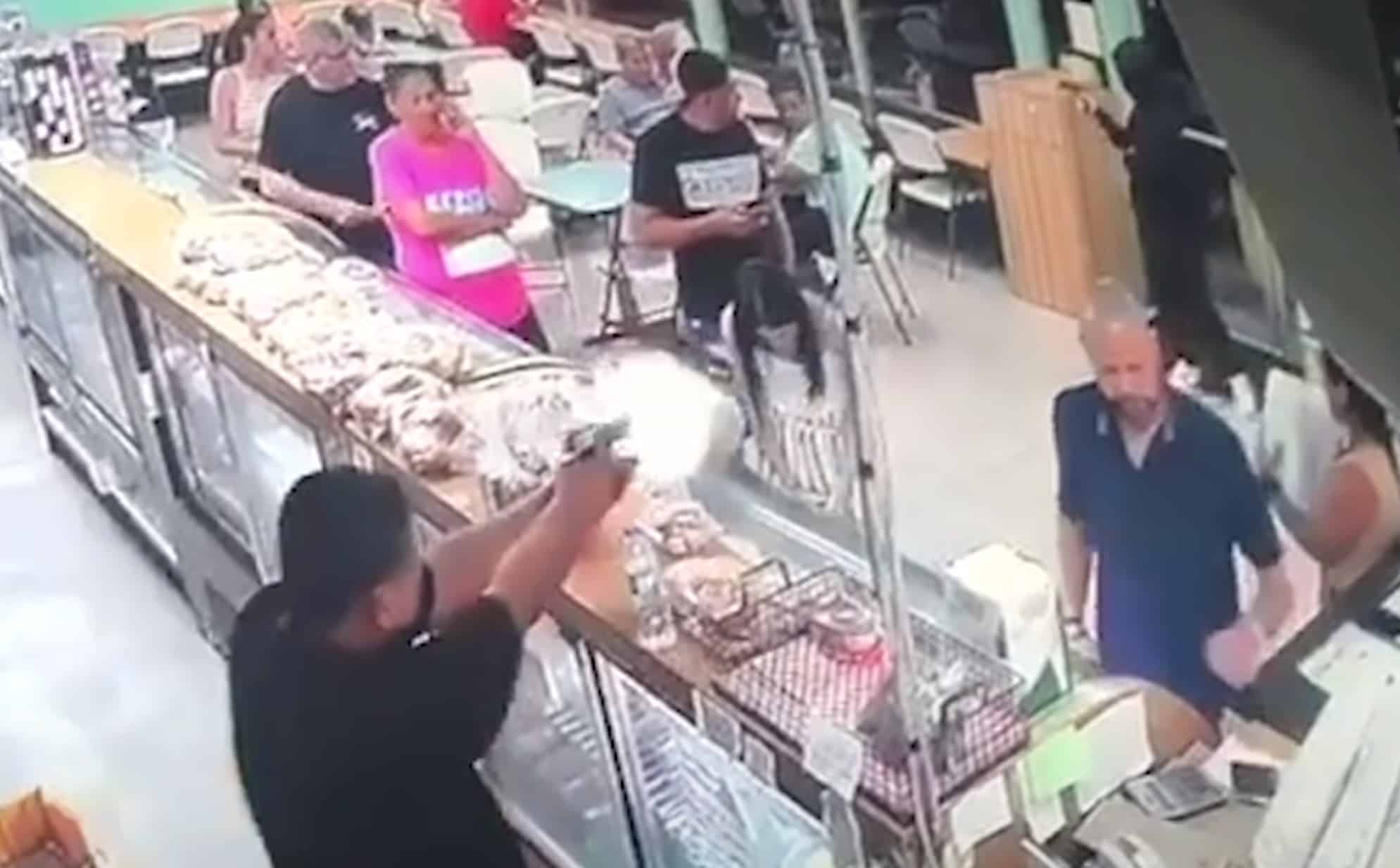 Armed Guard And Armed Patron Handle Armed Robber