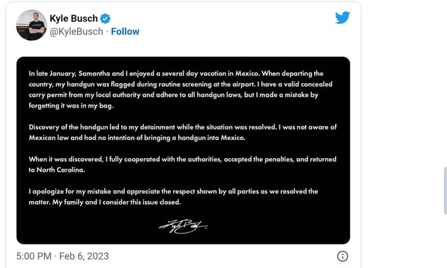 NASCAR Driver (Not) Arrested For Having Gun At Airport In Cancun