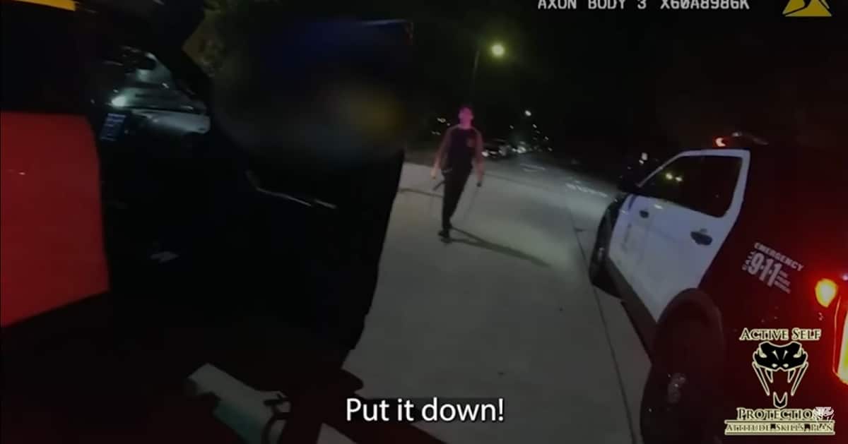 Police Taser Man Charging Them While Dual-Wielding Swords