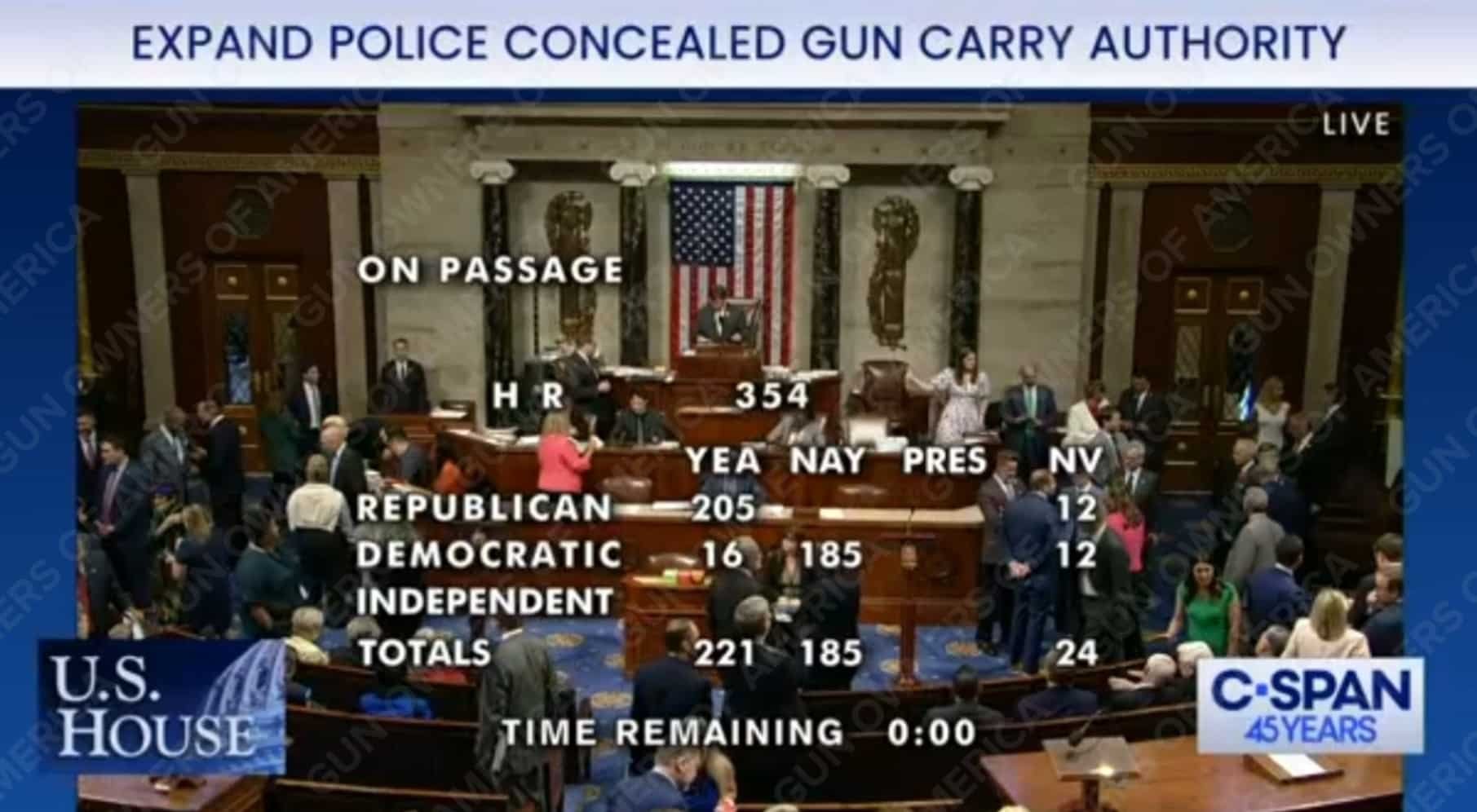 House Passes H.R. 354, Which Would Allow Police Officers To Carry Firearms Nationwide, But Not Us