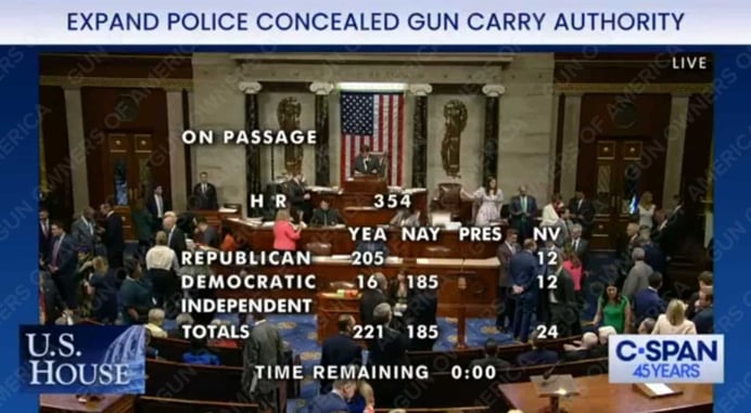 House Passes H.R. 354, Which Would Allow Police Officers To Carry Firearms Nationwide, But Not Us