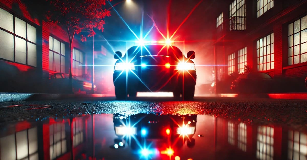 a police car with lights on