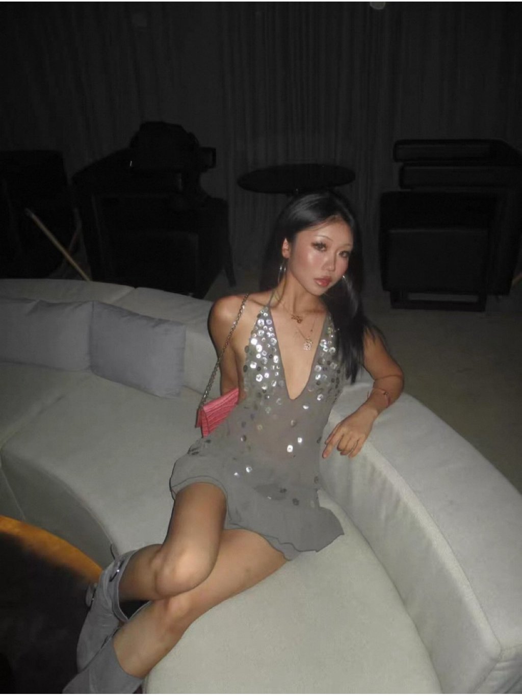 Moxi Alora Sequin V-Neck Halter Dress