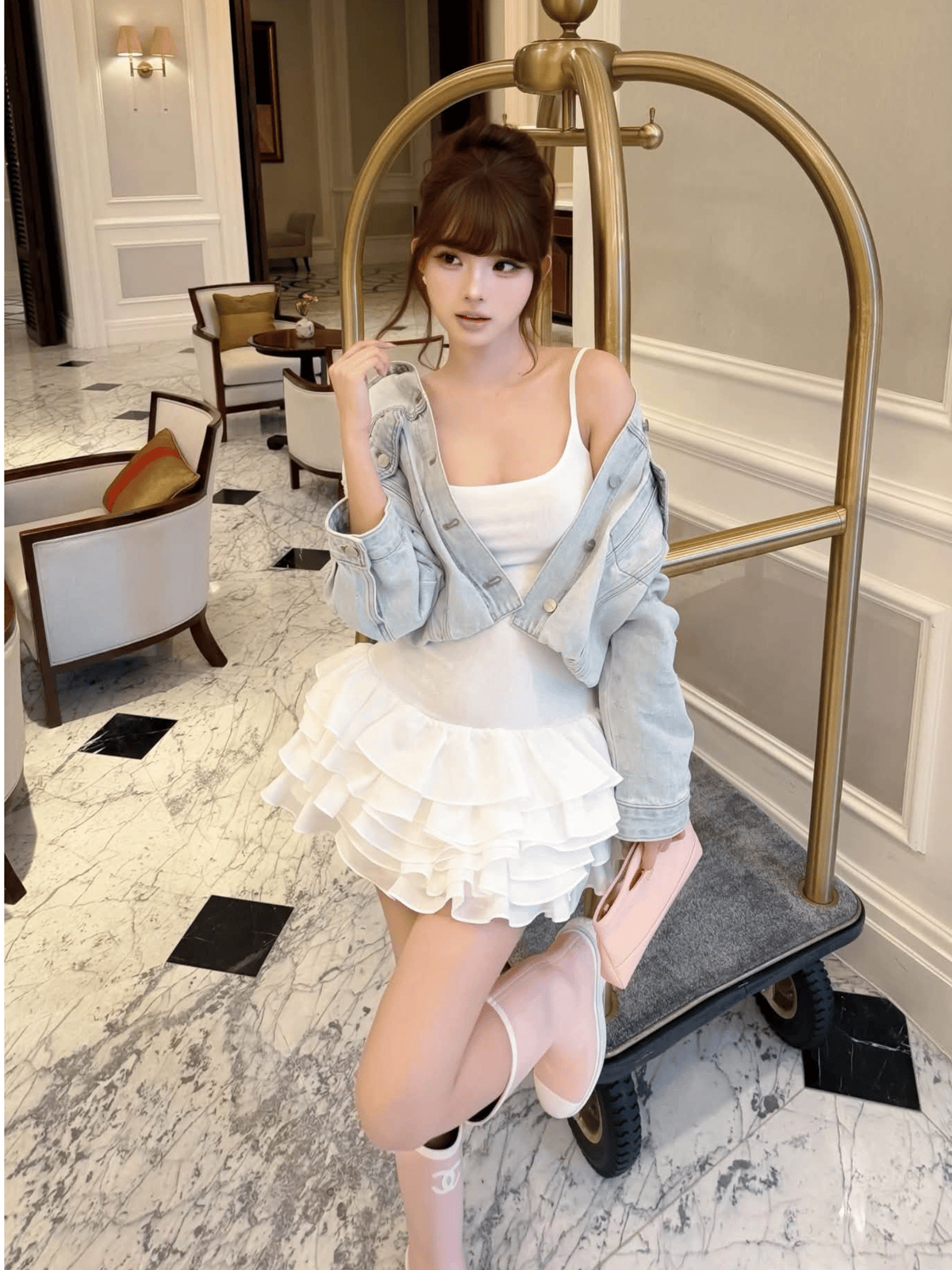 Tran Ali Two-Layer Ruffle Mini Dress