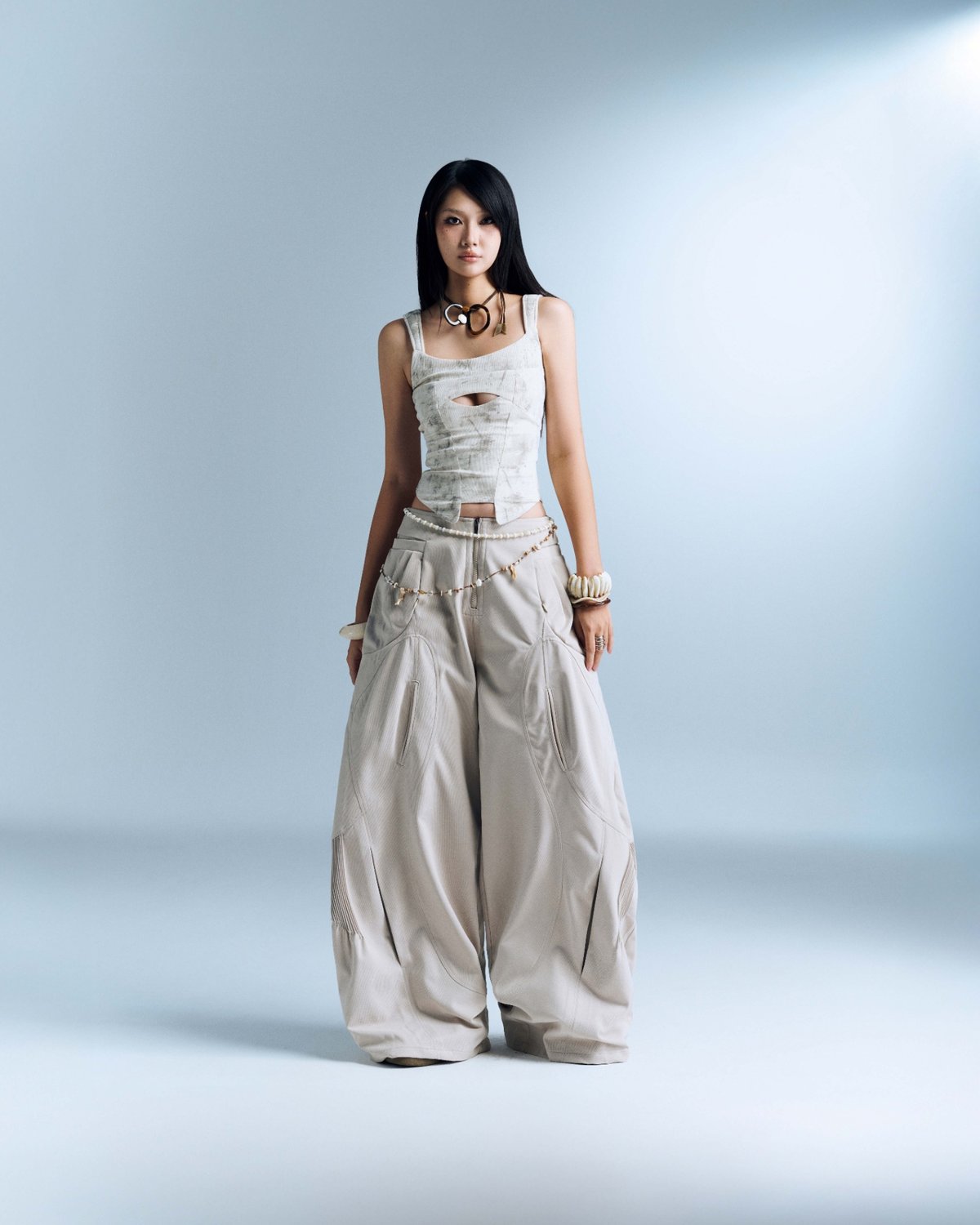 Bunnyhill MURPHY Wide-Leg Pleated Pants - Beige