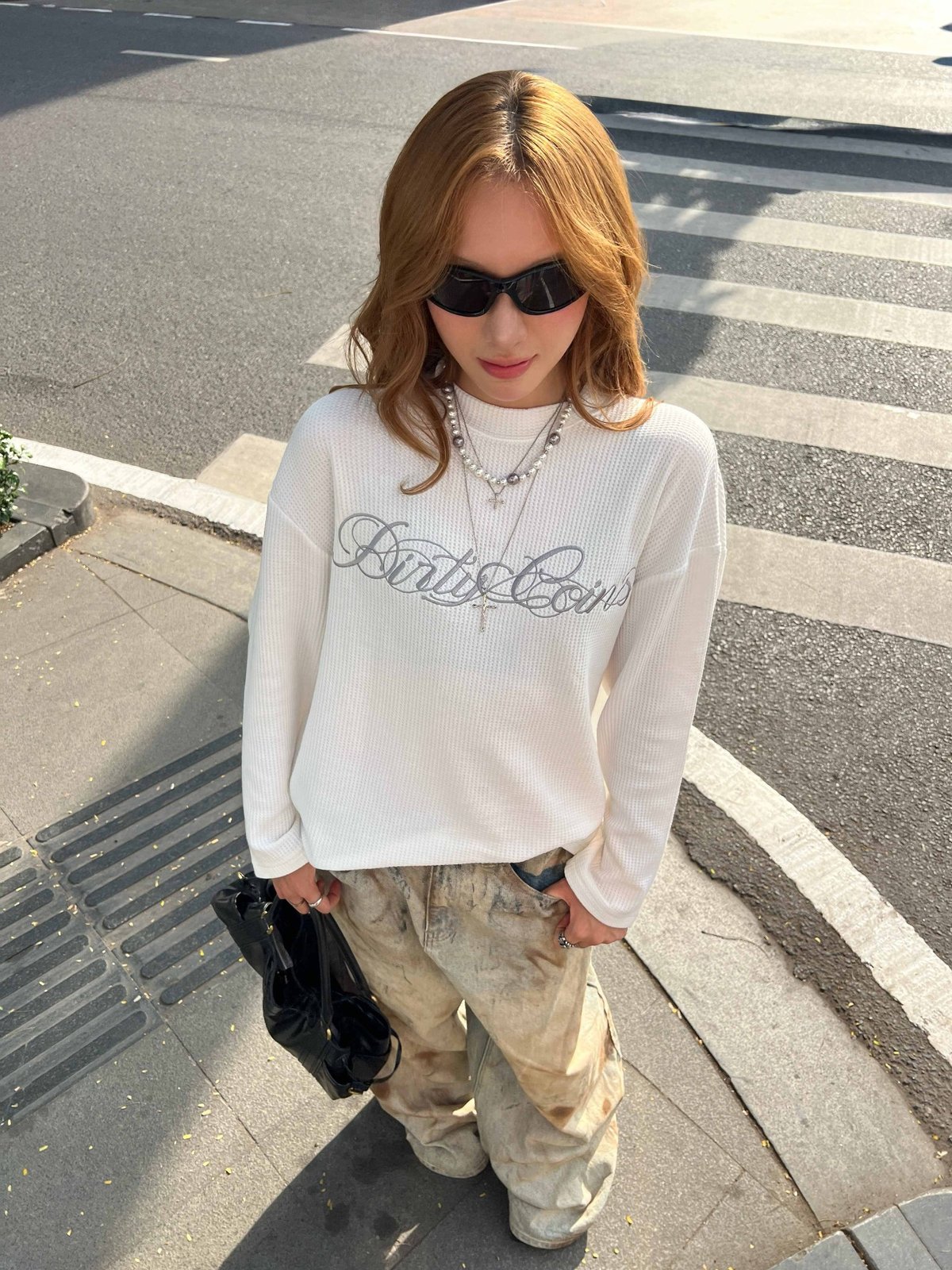 DIRTYCOINS Waffle Script 長袖 T-shirt