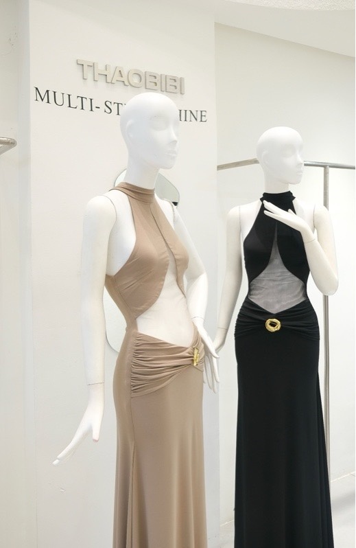 THAOBIBI Mesh Cut-out Maxi Dress