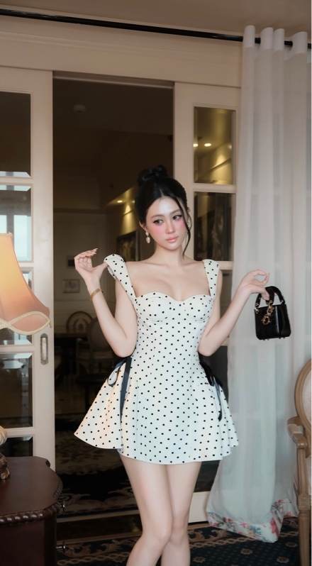THAOBIBI Floral or Polka Dot Sweet Mini Cup Dress