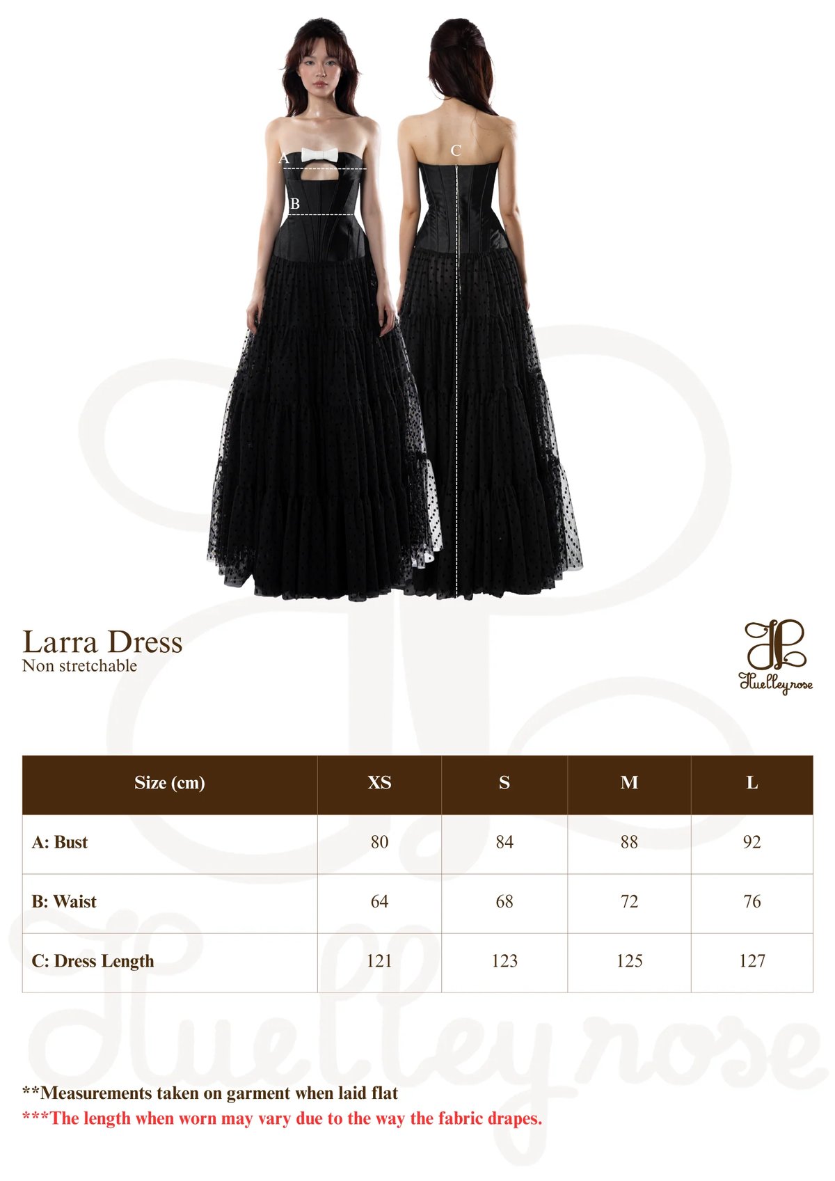 HUELLEYROSE Larra Satin Corset Dress with Dotted Tulle Skirt