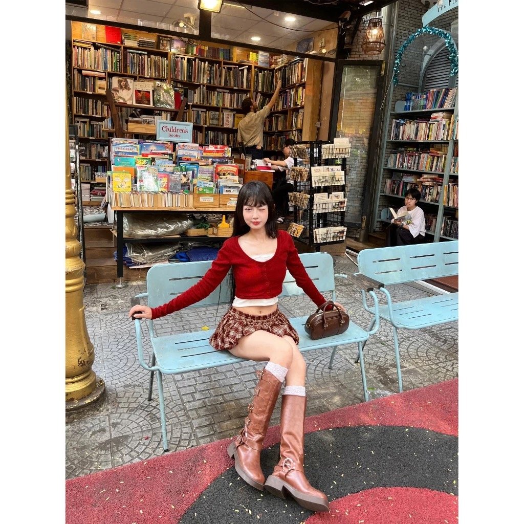 KILL SYSTEM SISO Plaid Puff Skirt Low Waist Double Layer Pleated Skirt
