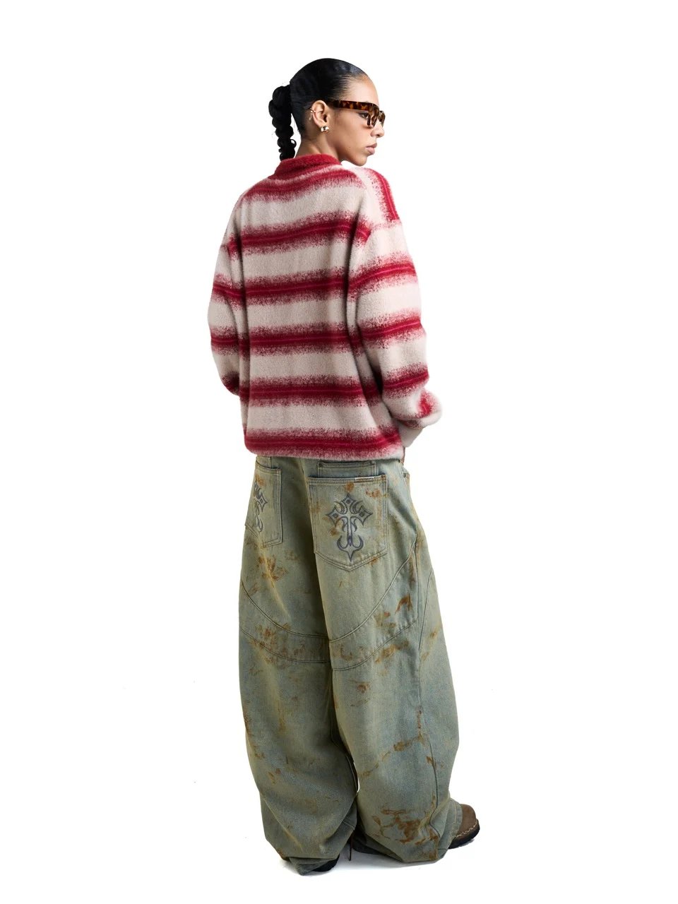 HADES Cozy Striped Polo 毛衣 - 紅色
