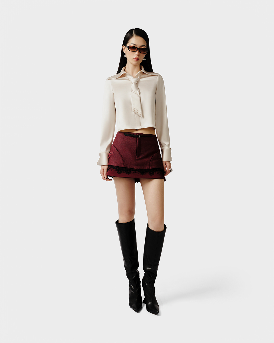 DEAR JOSÉ UPTOWN ROSE SATEEN BLOUSE 緞面領結襯衫 - 白色