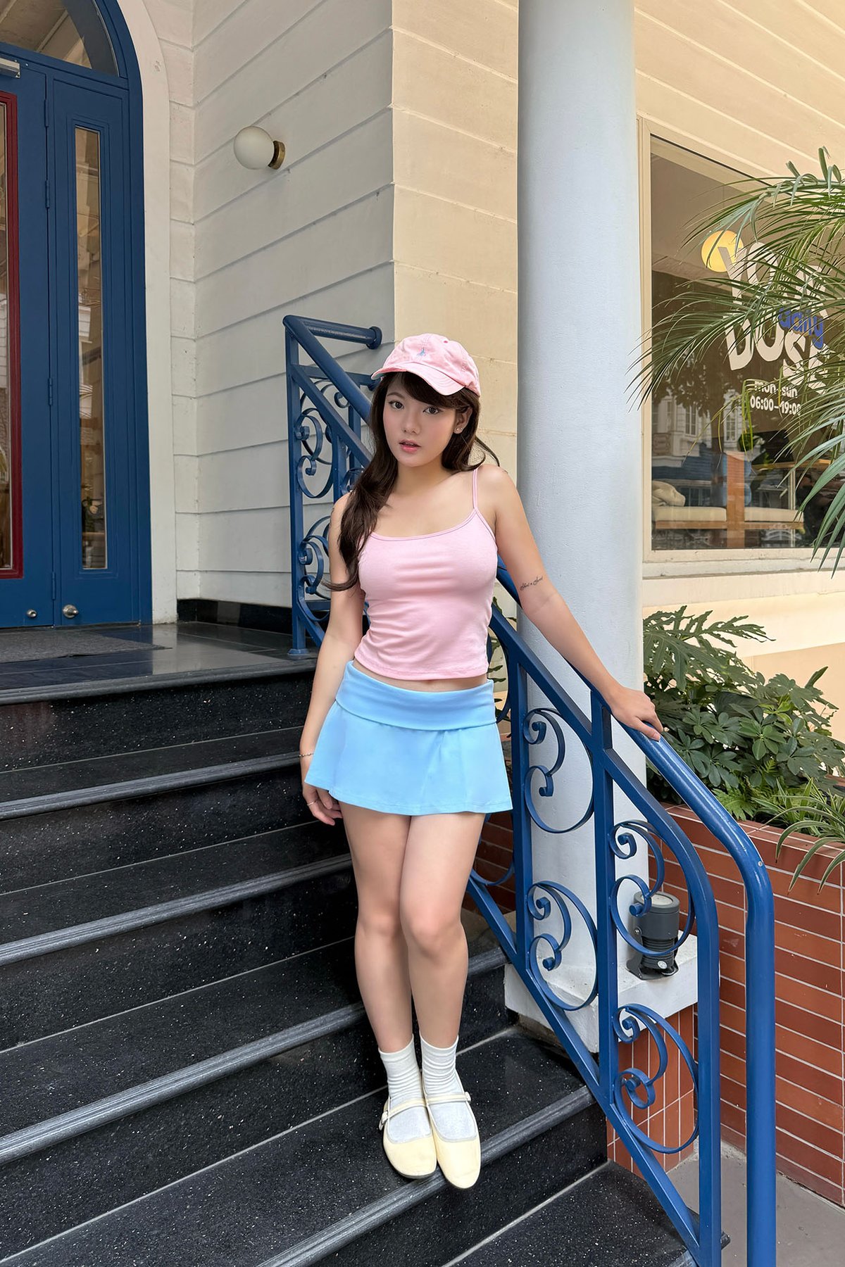 DOTTIE S0236 Mini Flared Skirt - Blue