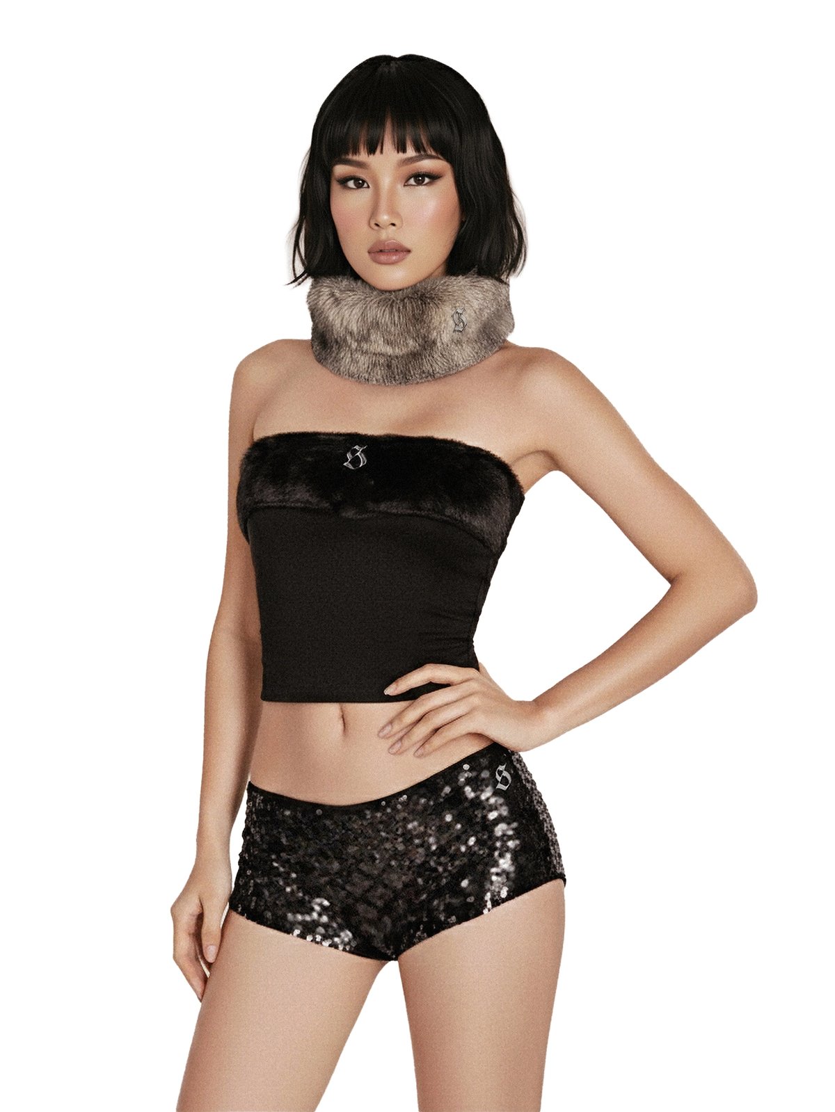 SISTERS Wide Faux Fur Choker