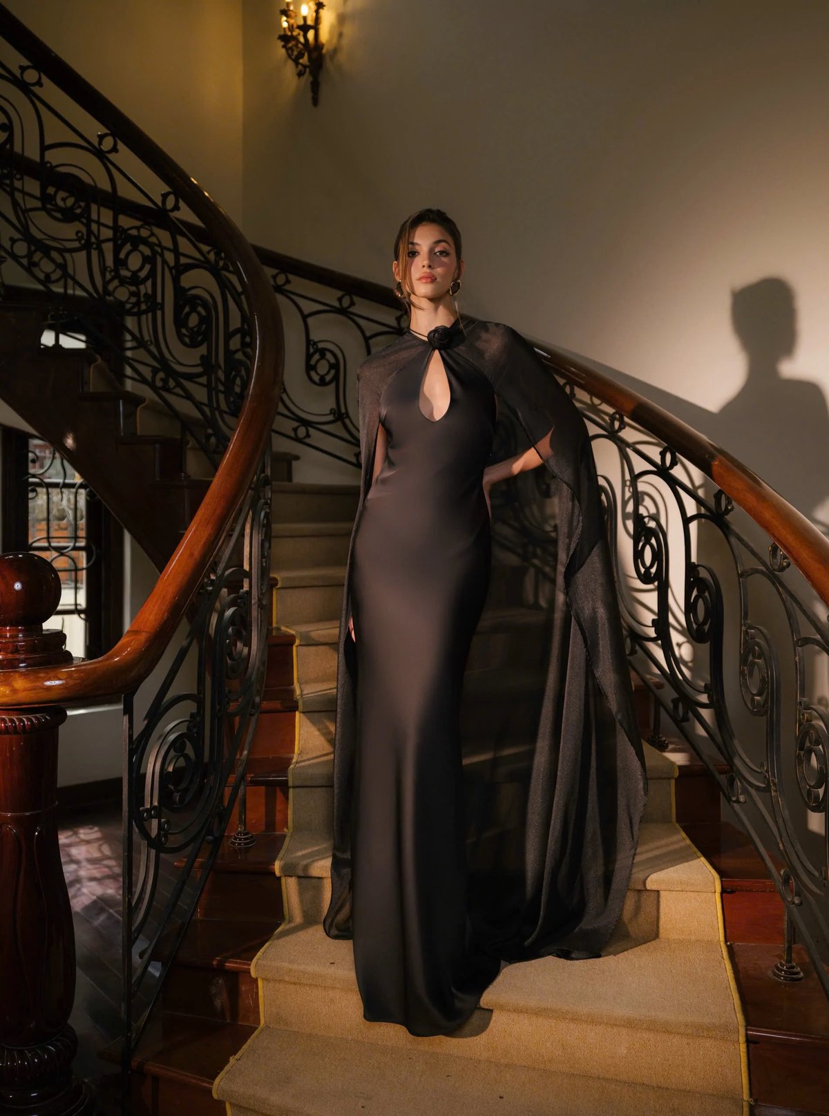 KISSERINE ALTHEA Dress with Chiffon Cape