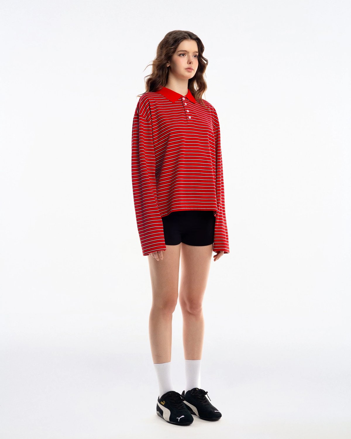 PUSH PUSH OLLY Striped Polo Tee 紅色條紋 Polo 上衣