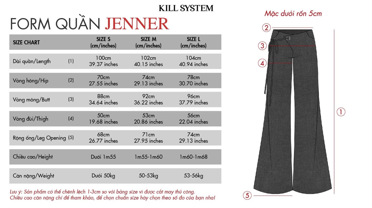 KILL SYSTEM JENNER 低腰喇叭長褲