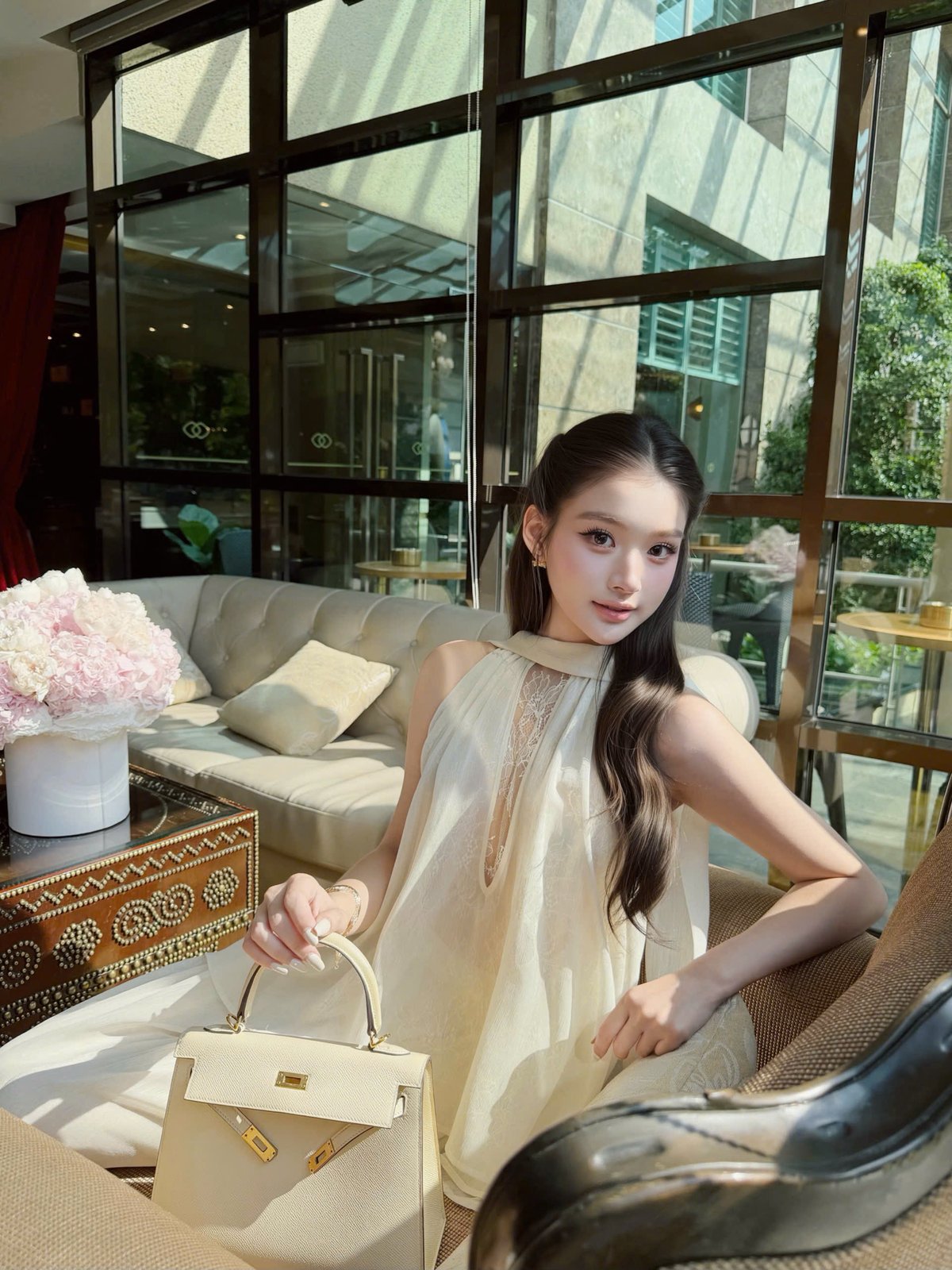 CHOU CHOU 蕾絲飾邊無袖兩件套裝