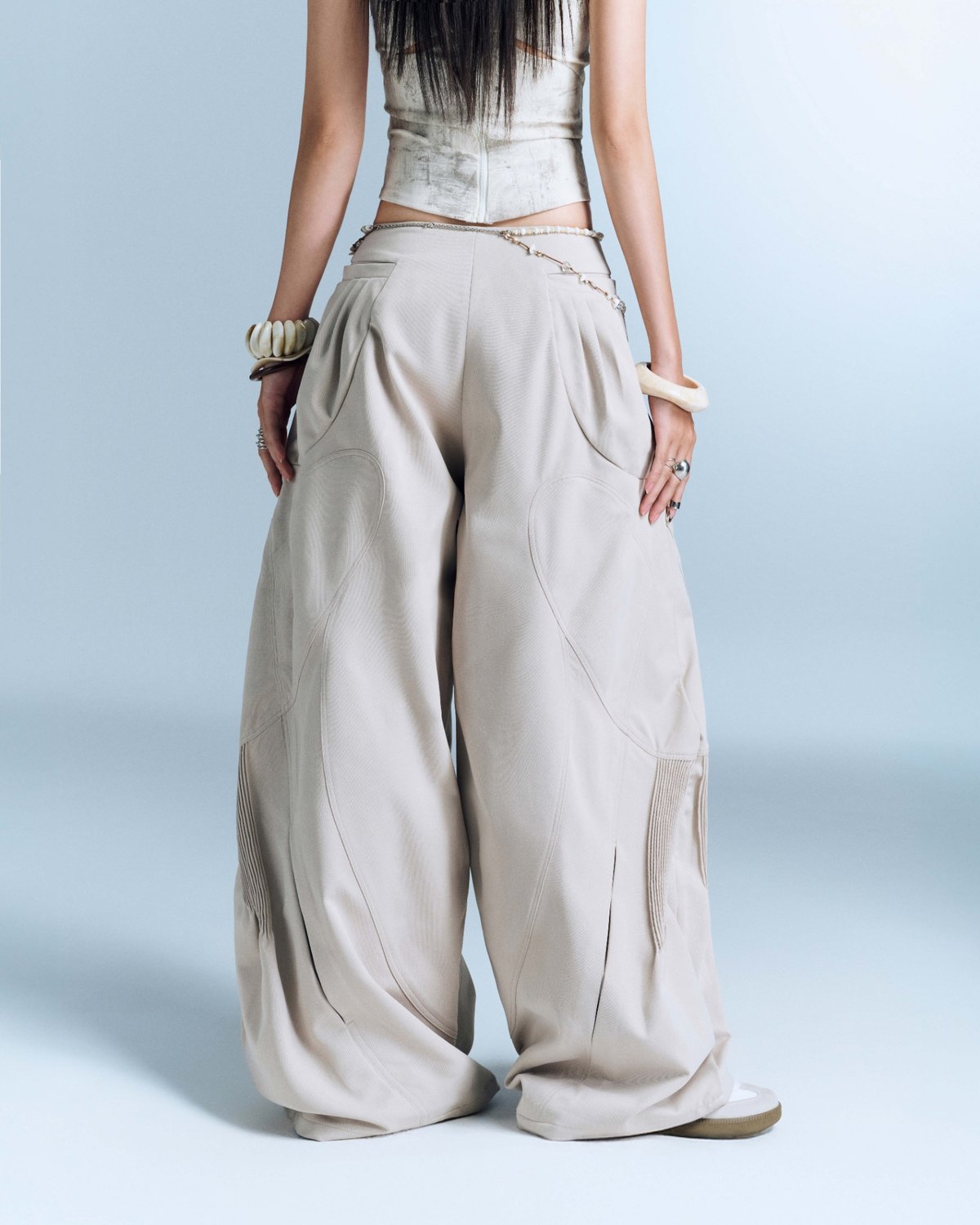 Bunnyhill MURPHY Wide-Leg Pleated Pants - Beige
