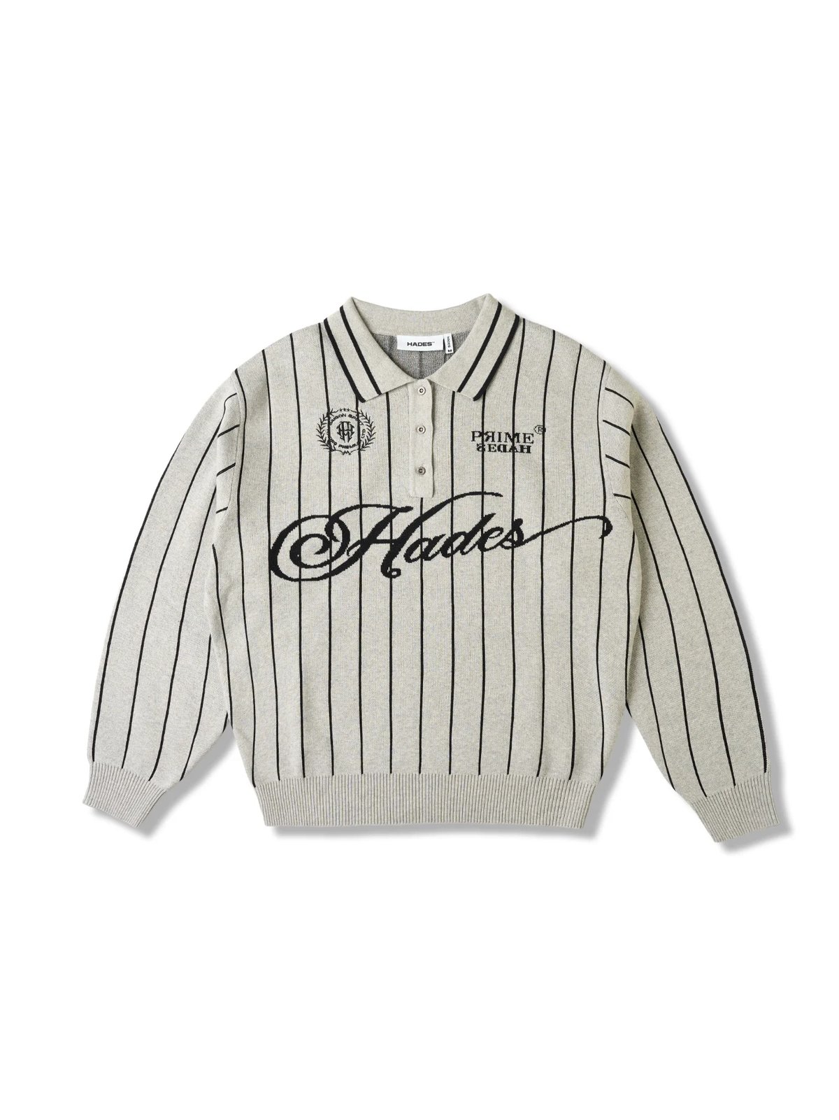 HADES Classic Polo Knit Sweater - Grey