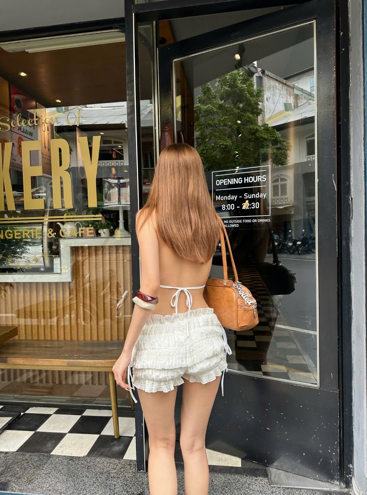 KILL SYSTEM GLOWNY Bow Detail Ruffled Halter Top and Shorts Set - Cream