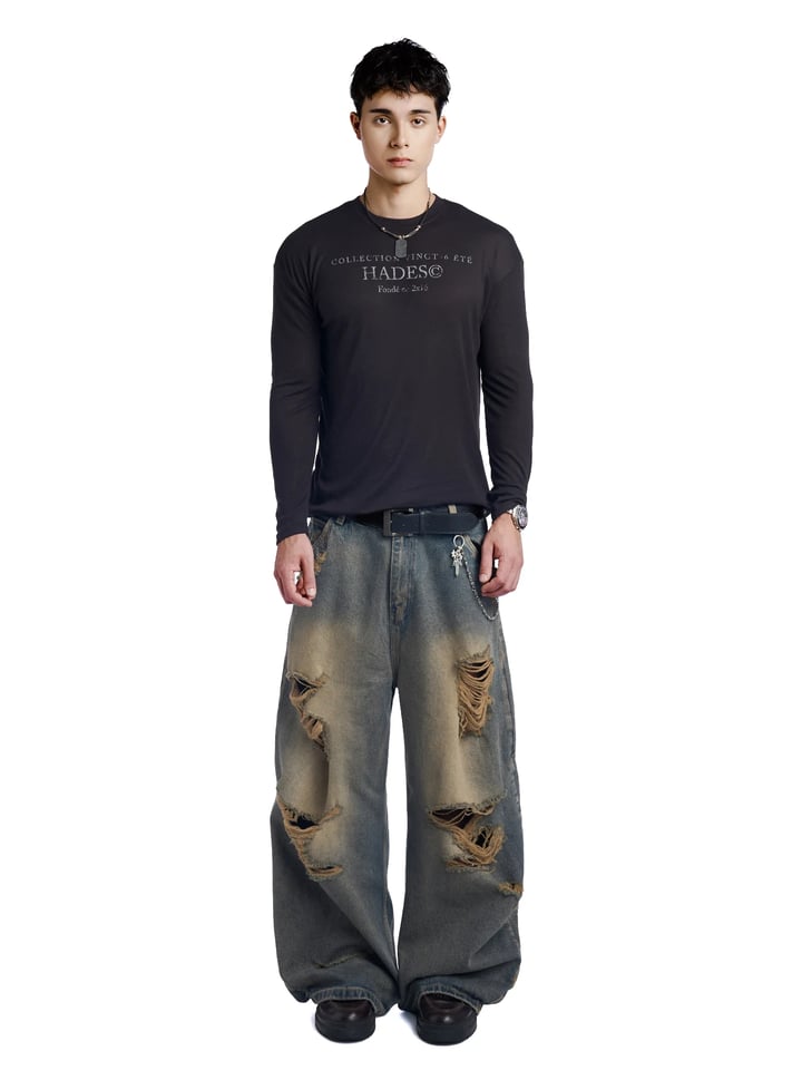 HADES Vingt-Six 長袖圖案 T-shirt - 黑色