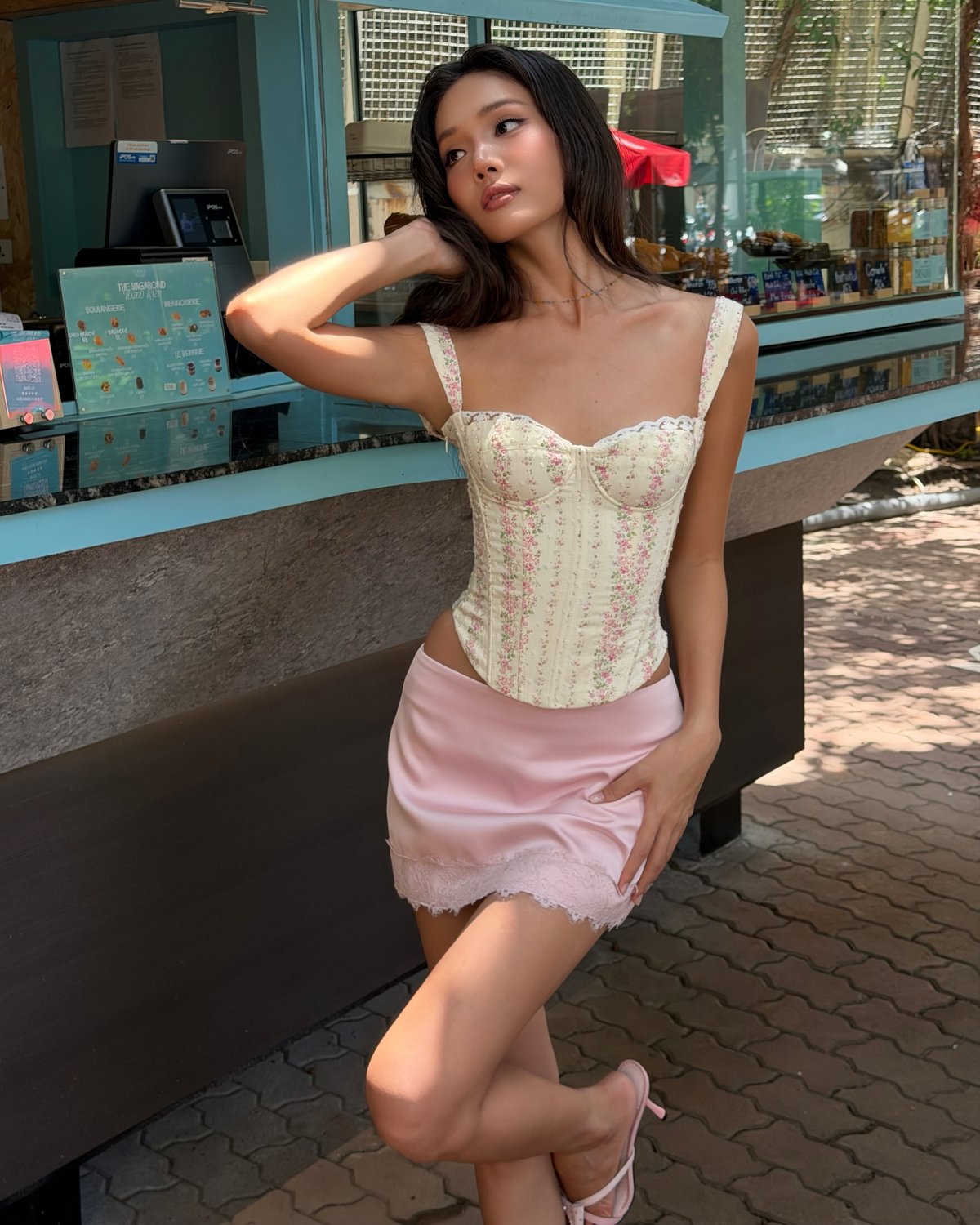 JUBIN LULABBLY 碎花蕾絲甜美束身衣 corset