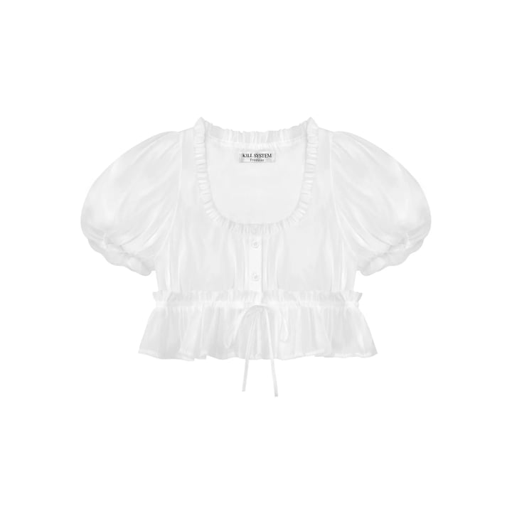 KILL SYSTEM HYOMIN Two-Layer Ruffle Babydoll Top with Bow Detail