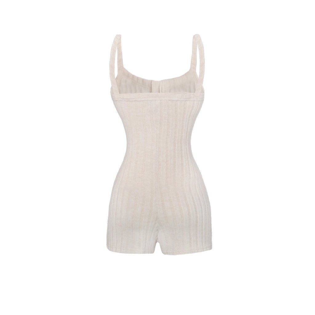 SISTERS Kate Buttoned Spaghetti Strap Knit Romper