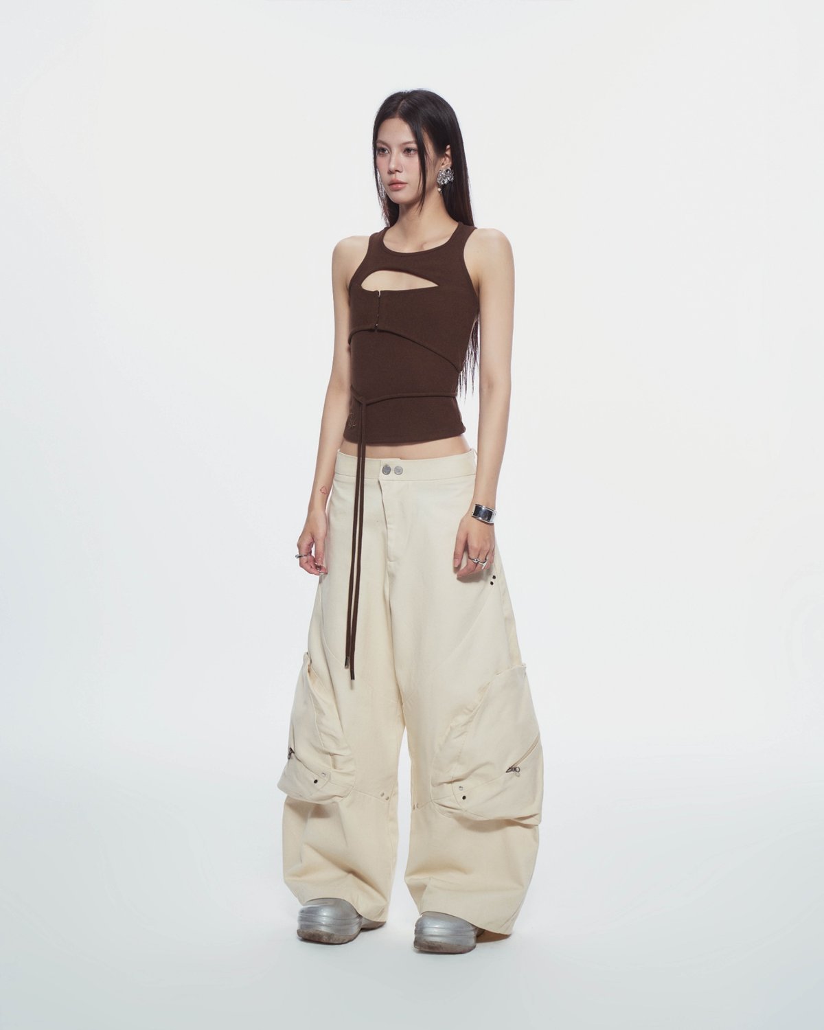 Bunnyhill Conrad Sleeveless Cut-out Tank Top - Brown
